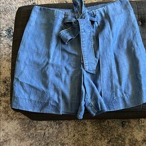 White House Black Market Chambray Tie-Waist Shorts